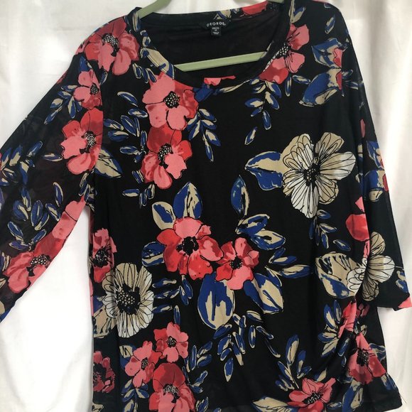 George Tops - George Black Flowered Top